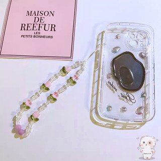 【Chamvn】Dây treo điện thoại Hàn Quốc dễ thương hình hoa tulip đính hạt pha lê