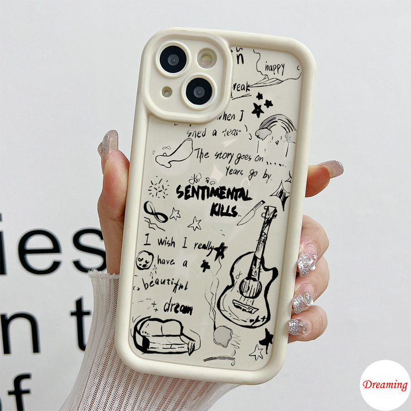 Ốp Lưng Cho Samsung Galaxy A06 A05 A04 A03 A02 A17 A16 A15 A14 A13 A12 A26 A25 A24 A23 A22 A20 A36 A35 A34 A33 A32 Chống Rơi Thiên Thần Mắt Thiết Kế Họa Tiết Đen Trắng Sáng Tạo Đàn Guitar