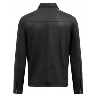 Áo da nam cổ bẻ, áo da thật cao cấp Fttleather da cừu Collar Jacket lót lông dáng suông mã AD408C