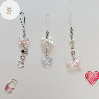 TWE 1 Hạt Dễ Thương Handmade Cô Gái Ngọt Ngào Móc Khóa Cho IP 11 Camera Y2K Tình Yêu Ngôi Sao Năm Cánh Điện Thoại Ch Mặt Dây Chuyền VN