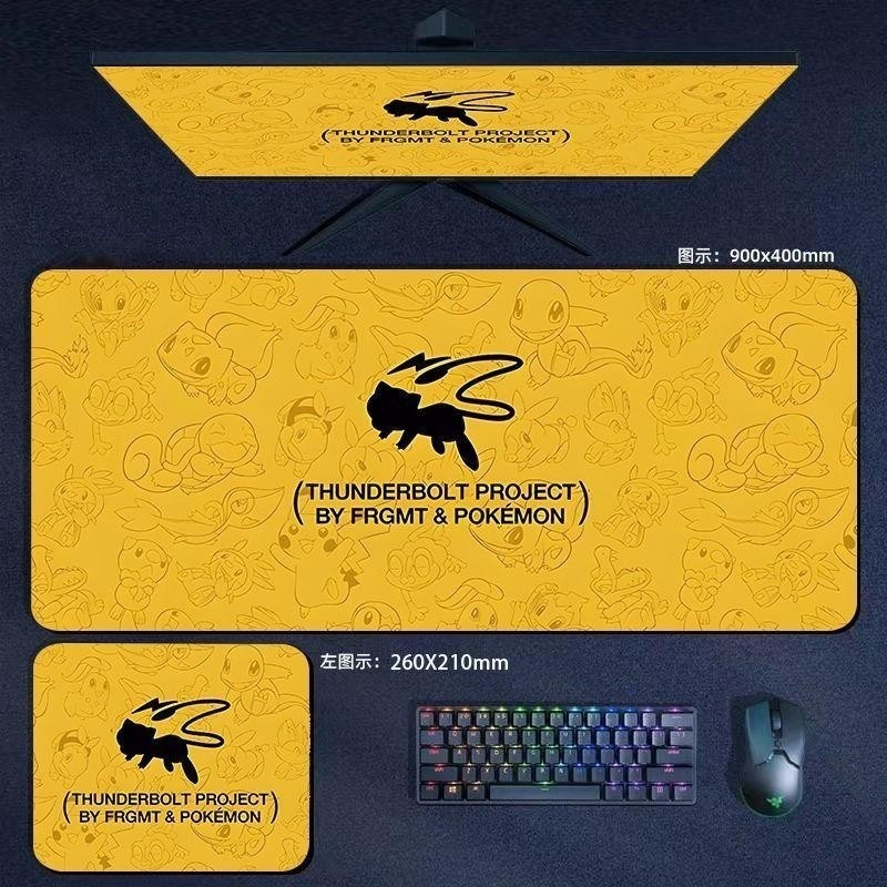 Miếng Lót Chuột Đen Hoạt Hình Pokémon Pikachu Cực Lớn Dày Bàn Phím Máy Tính Để Bàn Thảm Cho Trẻ Em Người Lớn Bàn Thảm Cao Su Thảm Viết (EBR)