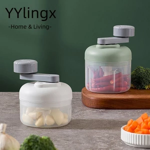 YYlingx Máy xay tỏi không dây, Máy xay thực phẩm chuyển số ba bánh bằng tay, Bộ đồ ăn di động 100ml 250ml Máy đục tỏi cho dụng cụ nhà bếp