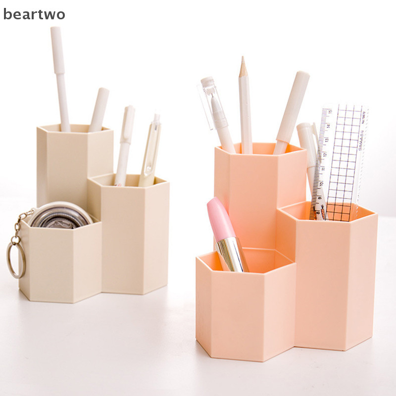 < Beartwo > Hộp đựng bút tổ ong mờ đơn giản Dung tích lớn Bàn làm việc đa chức năng Hộp lưu trữ văn phòng phẩm Phụ kiện văn phòng Đẹp