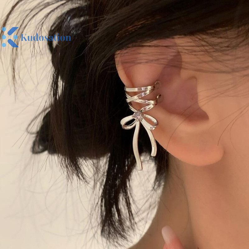 Kudosation Đơn Giản Rỗng Sling Nơ Kẹp Tai Cho Nữ Ngọt Ngào Mát Cổ Tích Phong Cách Đơn Giản Tinh Tế Xương Tai Bông Tai Quà Tặng