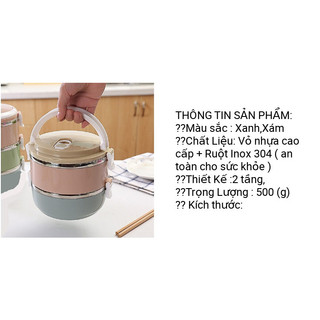 camen giữ nhiệt 2 ngăn lúa mạch- hộp đựng cơm