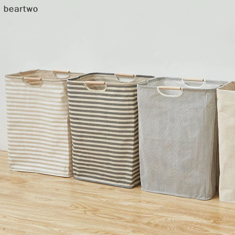 < Beartwo > Giỏ đựng đồ giặt chống thấm nước Vải lanh Cotton Giỏ đựng quần áo bẩn Hộp đựng đồ lặt vặt có thể gập lại Túi đựng đồ gấp gọn Hamper đẹp