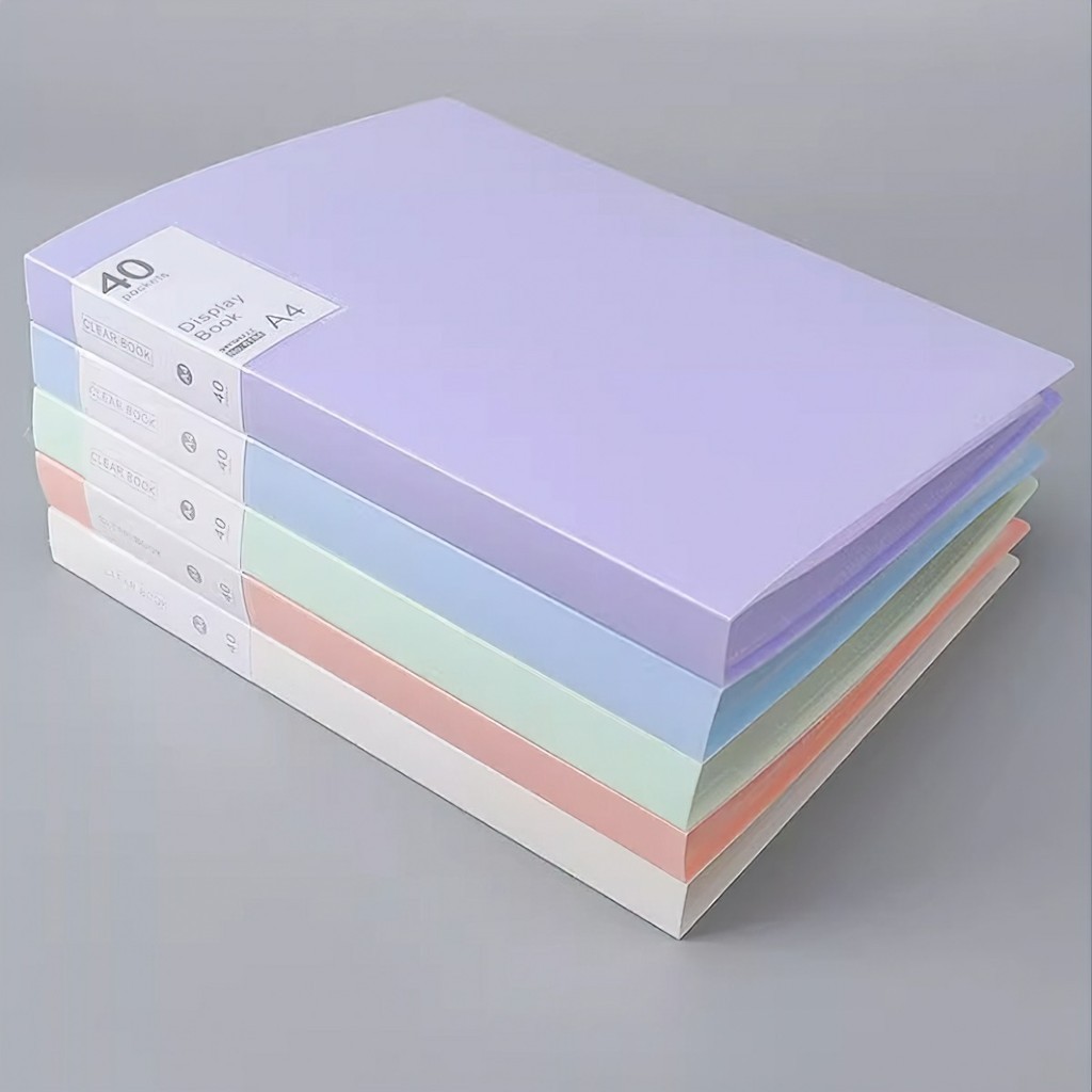 Bìa nhựa , File lá Clear Book A4 5 màu Molandi đủ loại 20/40/60/100 lá FE123