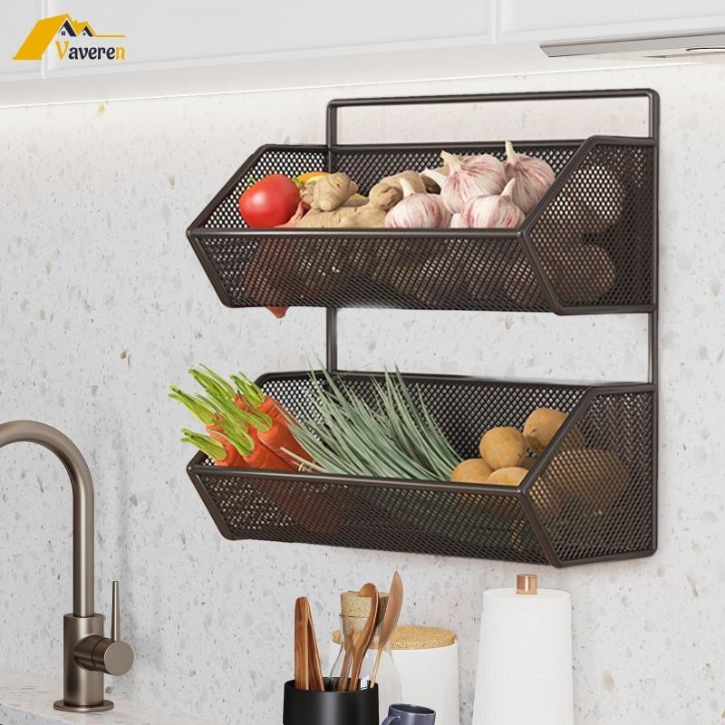 Treo Tường Giỏ Treo Giỏ Trái Cây Treo Giỏ Treo Đồ Hai Lớp | Shopee Việt Nam