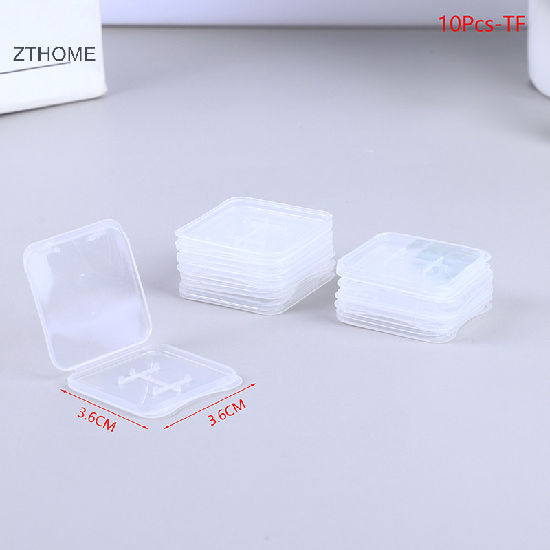 Zthome 10 Cái Hộp Bảo Quản Thẻ Nhớ TF CF Trong Suốt Hộp Bảo Vệ HOT