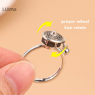 Luimo Phật Giáo Tây Tạng Cầu Nguyện Bánh Xe Nhẫn May Mắn Luân Xa Nhẫn Hoa Sen Mở Có Thể Điều Chỉnh Xoay Nhẫn Quà Tặng SBS
