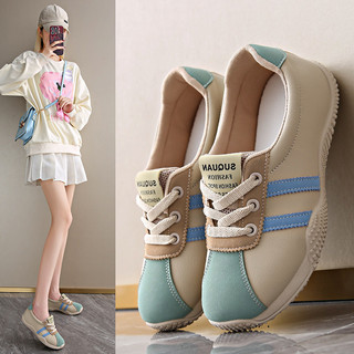 Giày tập luyện Đức Giày trắng Nữ Retro Huấn luyện Giày thể thao chạy bộ buộc dây thông thường ins Giày thể thao phẳng phù hợp Hàng có sẵn Miễn phí vận chuyển