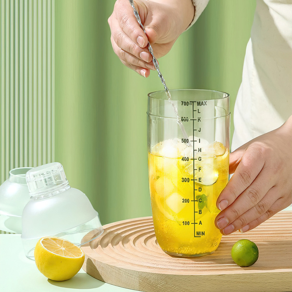 Bình lắc Shaker pha chế nhựa chia vạch đen đã bao gồm nắp bình lắc 350ml- 500ml - 700ml - 1000ml FE123
