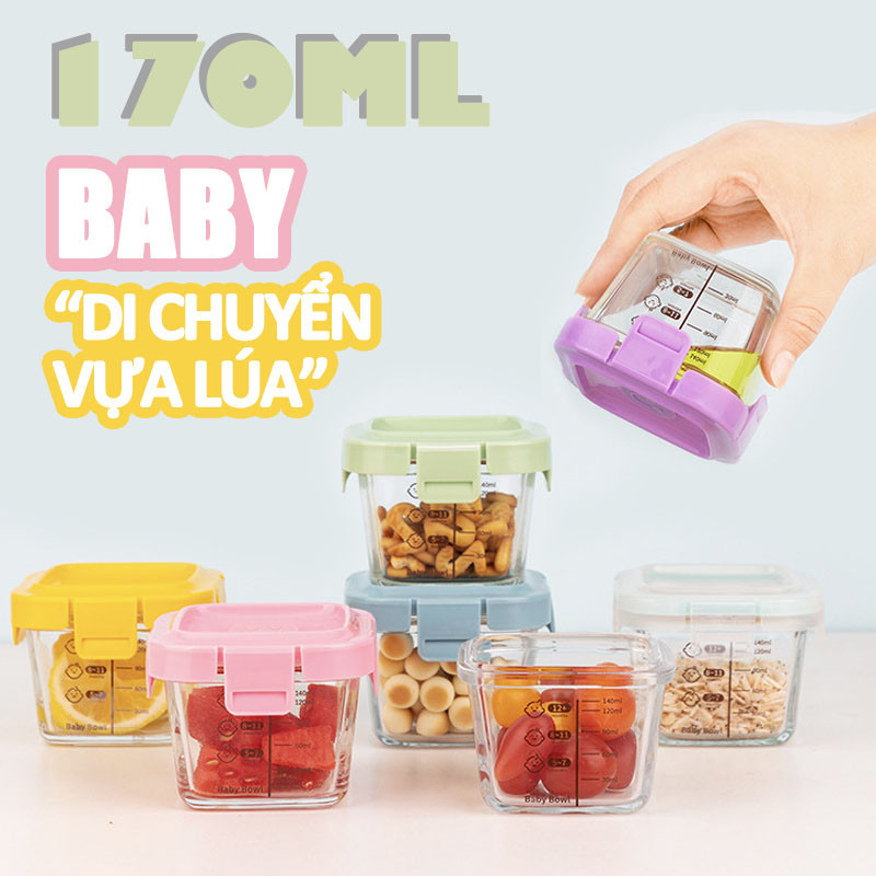 Hộp Trữ Đông Đồ Ăn Dặm Cho Bé Chất Liệu Thủy Tinh An Toàn,cốc nấu cháo thủy tinh cao cấp chịu nhiệt an toàn
