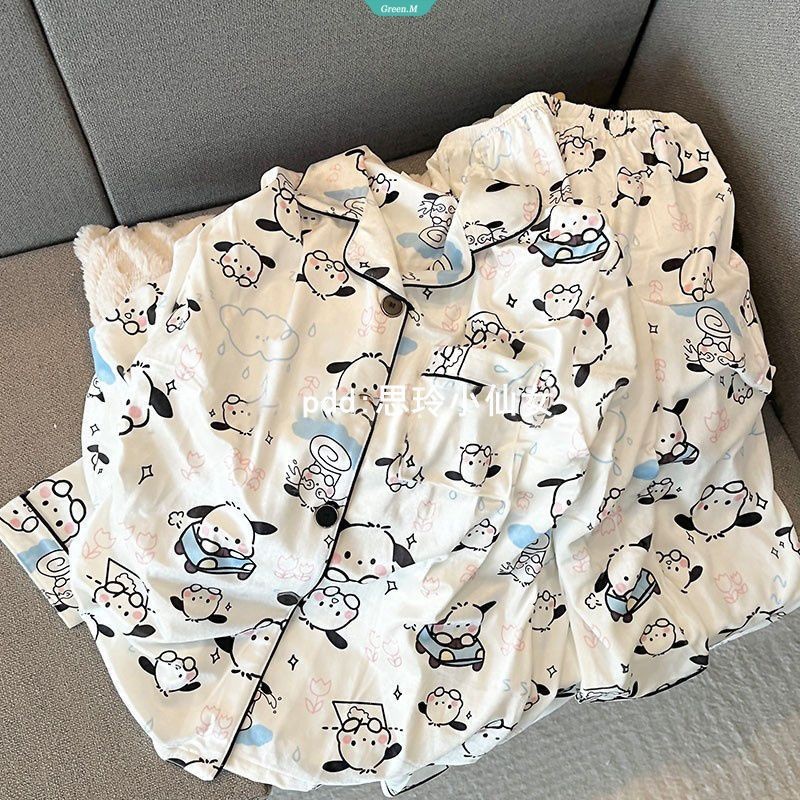 Kẻ Sọc Loopy Pochacco Bộ Đồ Ngủ Nữ Xuân Thu Hoạt Hình Mới Quần Dài Tay Học Sinh Thường Ngày Homewear
