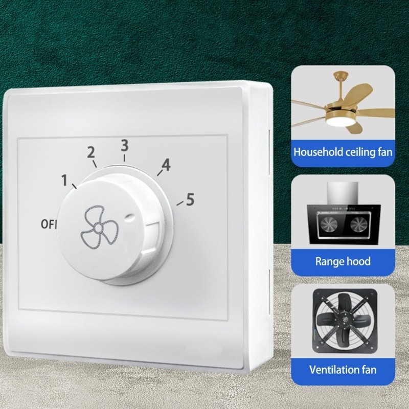 HIk Có Thể Điều Chỉnh 5 Bánh Răng Quạt Tốc Độ Bộ Điều Khiển Loại 86 Bề Mặt Gắn Quạt Trần Hộ Gia Đình Quạt Xả Điều Khiển Tường Switchi