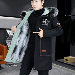 Lông Cừu Lót Dày Áo Khoác Nam Giữa Chiều Dài Hợp Thời Trang Áo Khoác Parka Áo Khoác Cotton Áo Khoác Nam Mùa Đông 2023 Áo Gió 8.18