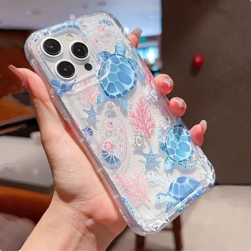 Dành Cho iPhone 15 14 13 12 11 Pro Max iPhone 16e XS Max X XR 8 7 Plus 12 13 Mini SE2020 2022 Mùa Hè Đại Dương Rùa Cá Heo In Trong Suốt Mềm Chống Sốc Silicon