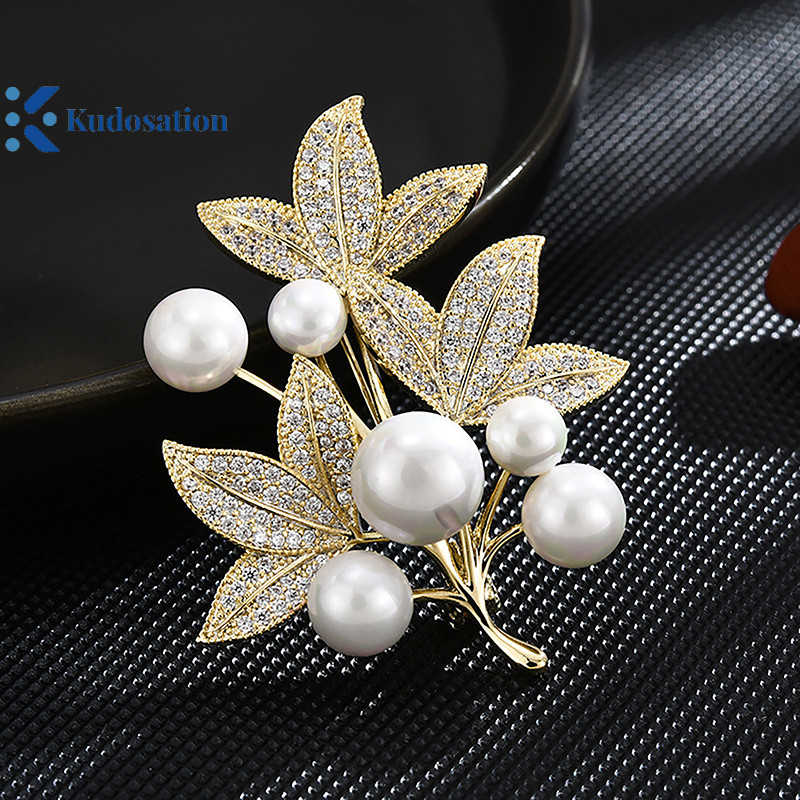 Kudosation Thời Trang Ngọc Trai Lá Thổ Cẩm Cho Nữ Cây Thổ Cẩm Quần Áo Áo Áo Trang Sức Đảng Phụ Kiện Quà Tặng