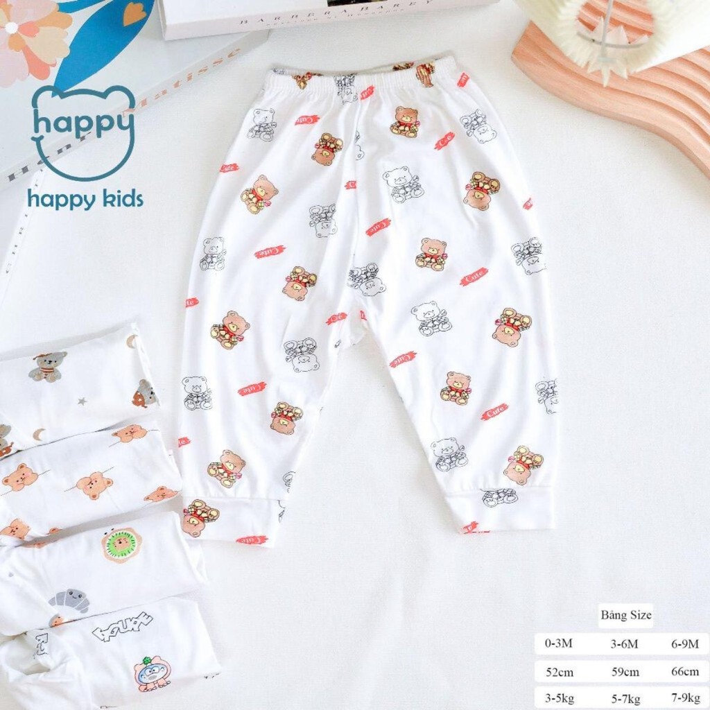 Set 10 Quần Dài Quần Chục Đáp Đũng Thun Lạnh Sơ Sinh Cho Bé Gái Trai Bỏ Bỉm 3-9kg Vải Thun Lạnh [QL005] Đậu Đậu Store
