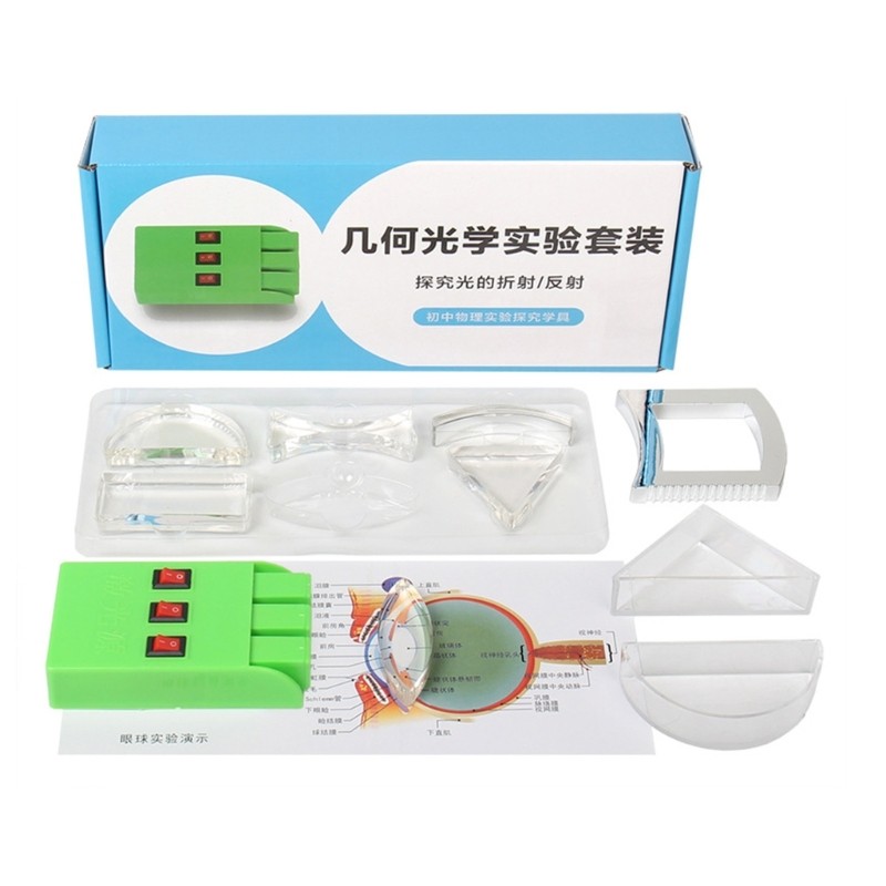 Boom 10 Chiếc Bộ Ống Kính Quang Học Vật Lý Để Giảng Dạy Tạo Quang Phổ Hình Chữ Nhật lõm Biconvex Ống Kính Hình Bán Nguyệt Tam Giác