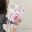 Ốp điện thoại mềm hình thỏ hồng + dây buộc hoạt hình cho iPhone 16 15 14 13 12 11 Pro Max X Xr Xs Max 7 8 Plus SE2020