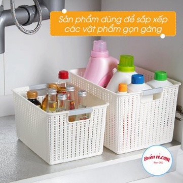 Combo 2 Rổ đan mây đựng đồ đa năng size Trung (3415-2) Việt Nhật -Giỏ đan đựng quần áo, dụng cụ nhà bếp br01262 Babee