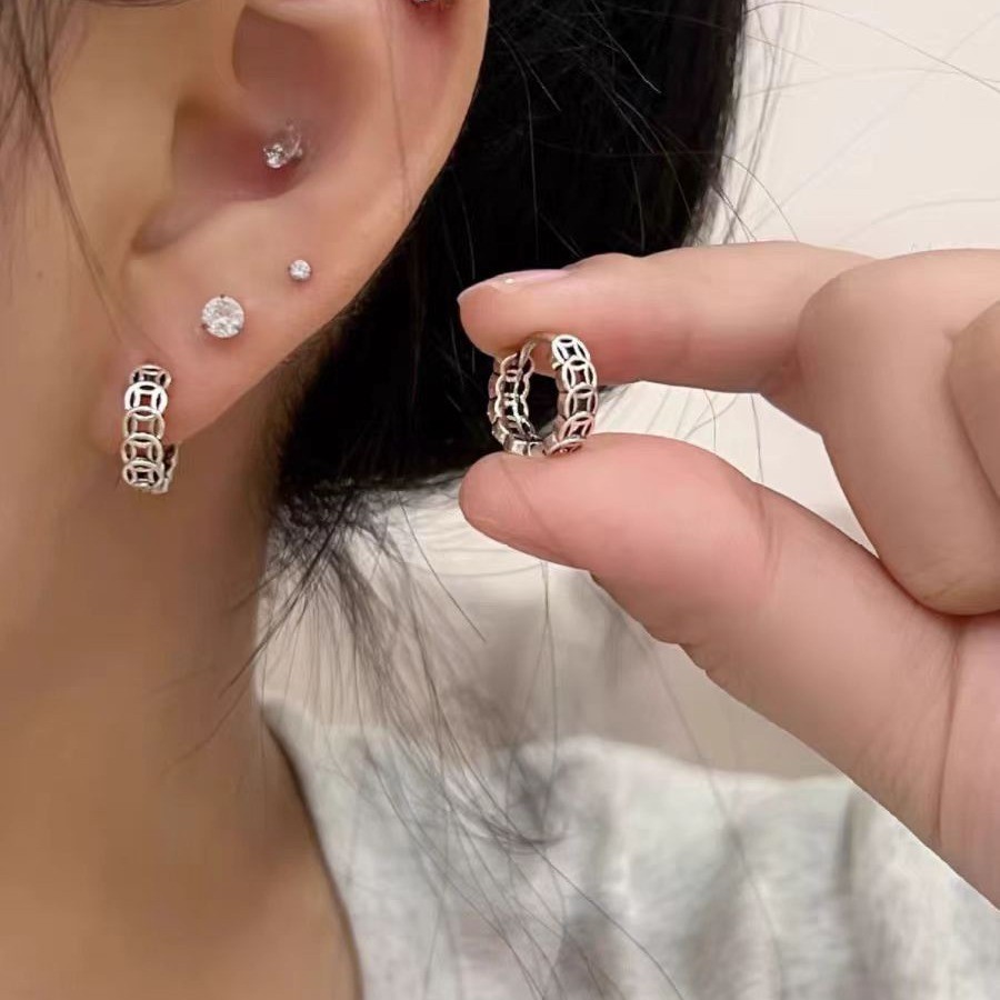 Bông tai đồng xu cổ điển dành cho nữ Bông tai cao cấp thời trang độc đáo