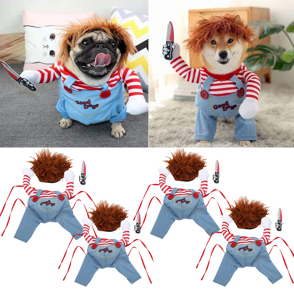 Thời Trang Mới Ngộ nghĩnh Chó Kinh Dị Phim Quần Áo Áo Bộ Cosplay Chucky ...