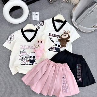 S199- Set áo thun phối chân váy xếp ly cho bé gái size từ 8-30Kg