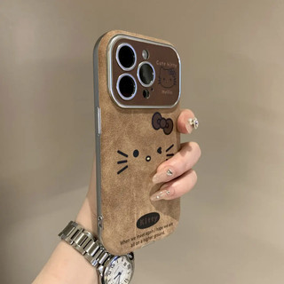 Ốp điện thoại hình dòng cửa sổ lớn sang trọng KT Cat cho iPhone16 15 14 13 12 Pro Max Vỏ bảo vệ camera chống sốc Vỏ lưng mềm