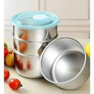 Bát tròn inox 304 có nắp đậy bảo quản thực phẩm tiện dụng size 10x6.5cm