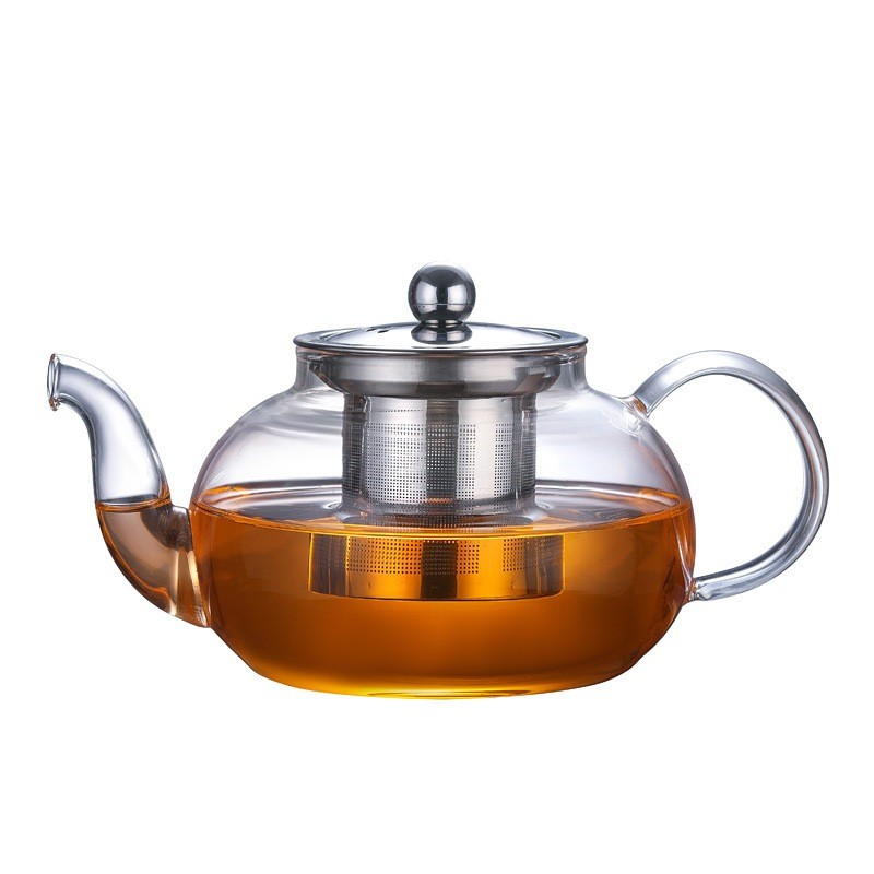 Ấm Thủy Tinh Pha Trà Có Lõi Lọc Inox Có Thể Đun Trên Bếp