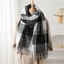 Khăn quàng cổ CPINCP, Khăn choàng kẻ sọc tua rua ấm áp mùa đông bằng Cashmere, Khăn choàng rắn thời trang phong cách Bắc Âu dành cho nữ