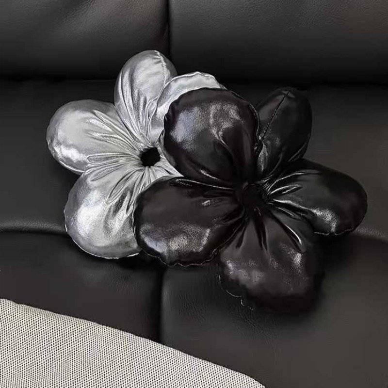 Mới Oversize Phong Cách Hàn Quốc Hình Hoa Xốp Đen Bạc Lớn Satin Tóc Scrunchies Vải Hợp Thời Trang