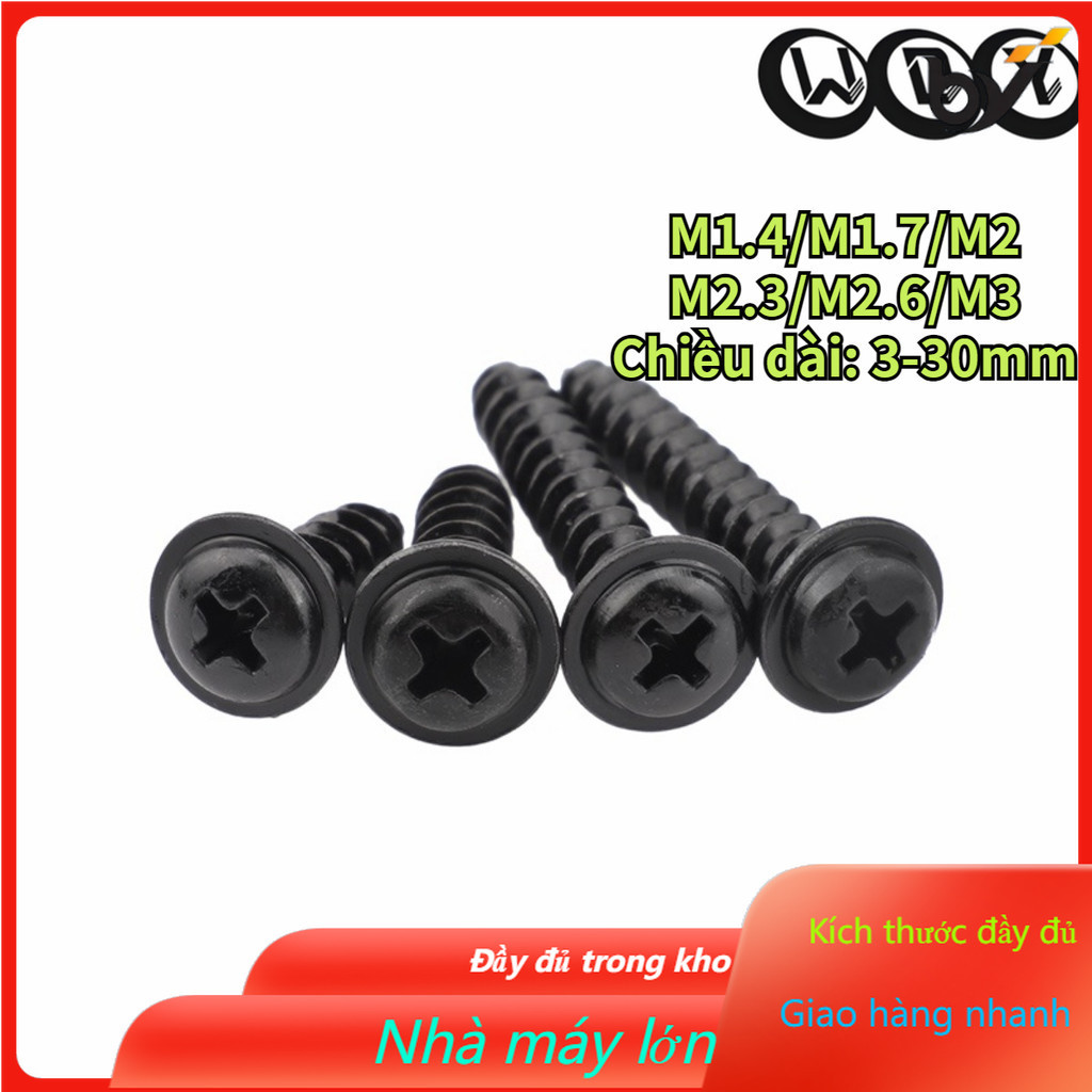 5 Stück/100 Stück DIN912 M1,4 M1,6 M2 M2,5 M3 M3,5 M4 M5 M6 M7 M8 Grad 12,9 schwarze Innensechskantschraube mit Innensechskant(X10mm,M1.4 100pcs