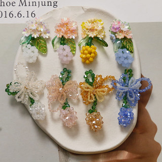 Sản phẩm mới mùa hè tươi mát ngọt ngào hoa màu xanh lá cây trái cây nơ dài trang sức DIY Hoa tai phụ kiện nữ