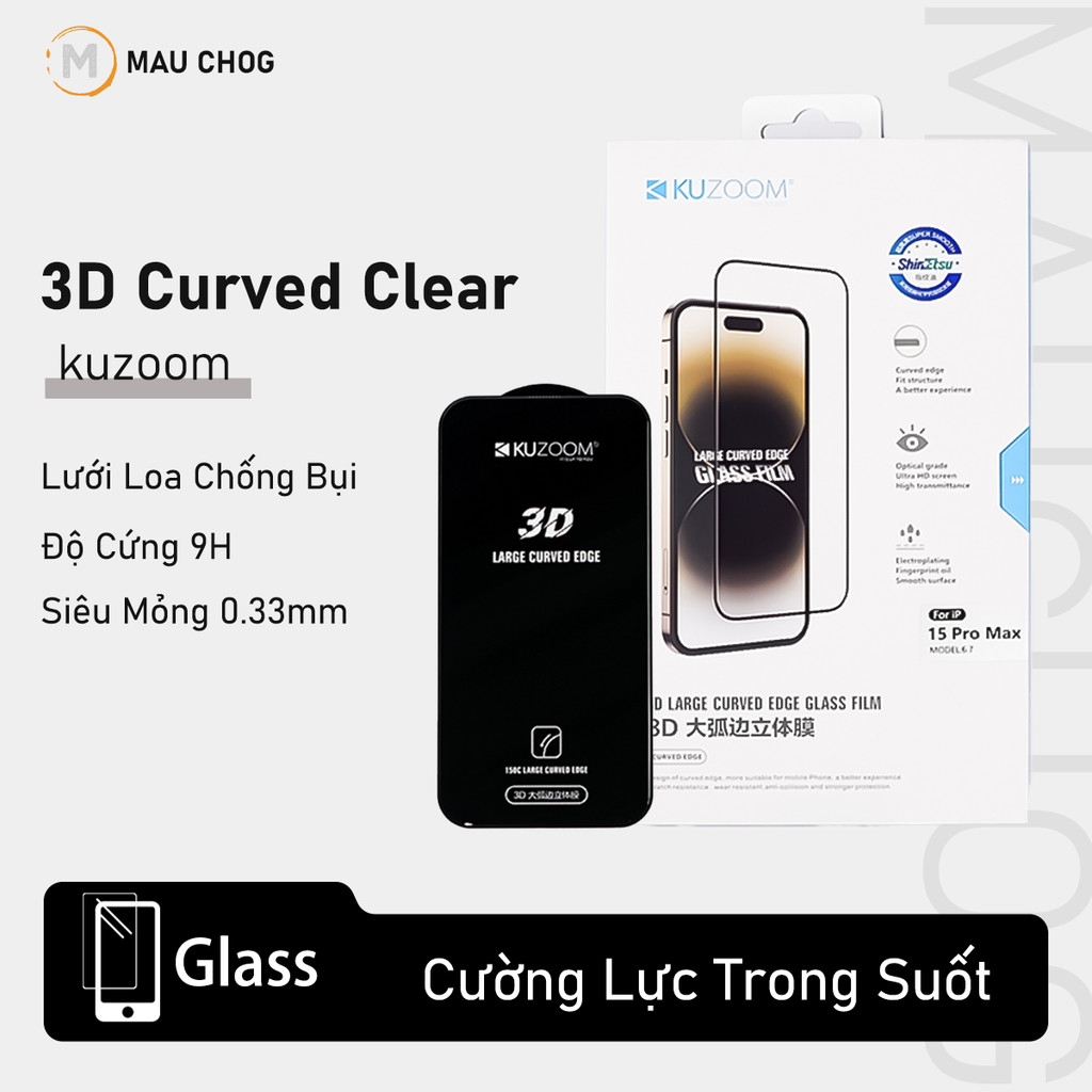 Kính Cường Lực Kuzoom Trong Suốt Chống Trầy Xước Cho Điện Thoại iPhone 17 Pro Max 16 15 14 13 12