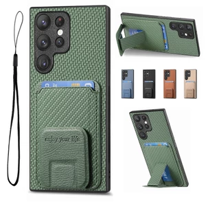 Ốp Điện Thoại Đựng Thẻ Sợi Carbon Cho Samsung S26/S25/S24/S23/S22/S21, Plus, FE, Ultra, Ví