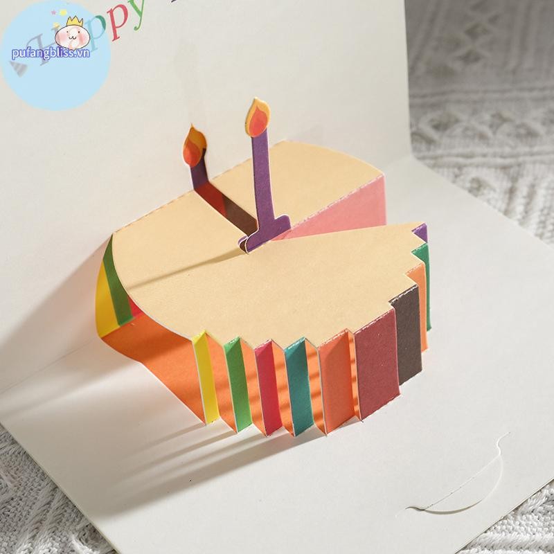 Pufangbliss 3D Chúc Mừng Sinh Nhật Bánh Thẻ Hoa Có Phong Bì Ngộ nghĩnh Thiệp Sinh Nhật Dành Cho Nữ Trẻ Em Bạn Bè Greeg Thẻ Quà Tặng Đảng VN