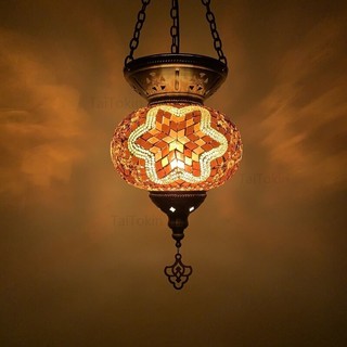 Kích Thước Lớn Thổ Nhĩ Kỳ Khảm Mặt Dây Chuyền Đèn Vintage Art Deco Thủ Công Trần Treo Đèn Kính Nhiều Màu Sắc Lãng Mạn Đèn