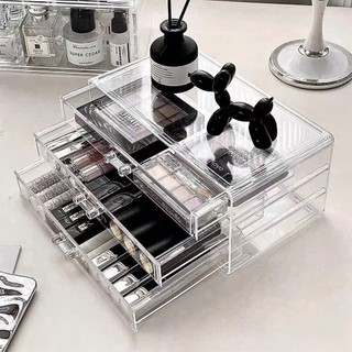 Hộp Đựng Mỹ Phẩm Trang Sức Kệ Nhiều Ngăn Kéo Tủ Trong Suốt Đa Năng Để Bàn Timo DDT46