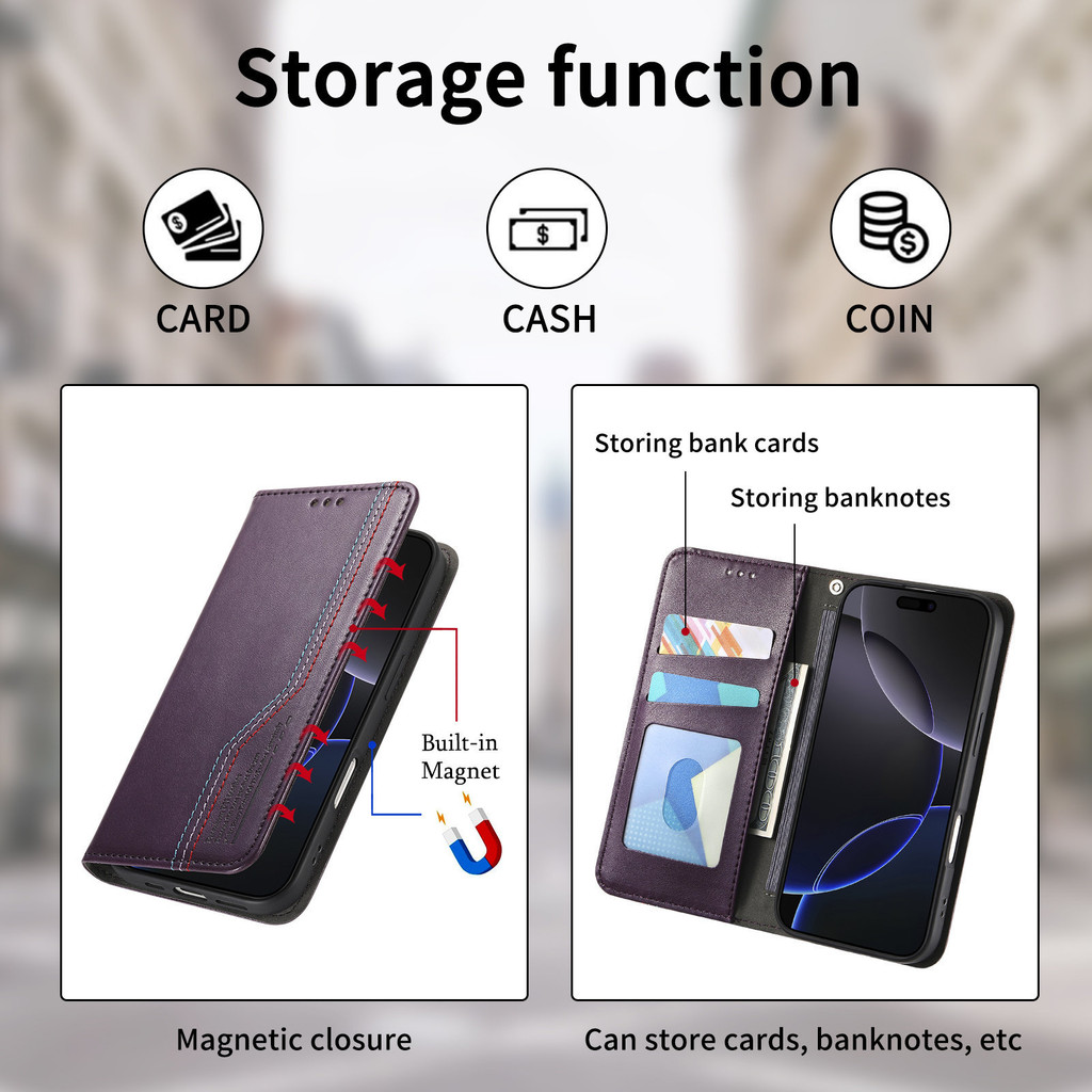Sang Trọng Retro Da Lật Ví Khe Cắm Thẻ Giá Đỡ Ốp Lưng Điện Thoại Cho IPhone 16E 17 16 15 14 13 12 Pro Max Ví Bảo Vệ