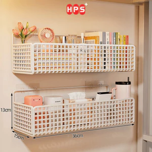 Khay Lưới Sắt Dán Tường Để Đồ Đa Năng GADI Cỡ Lớn, Kệ Đựng Nhà Bếp, Nhà Tắm, Bàn Học Có Móc Treo