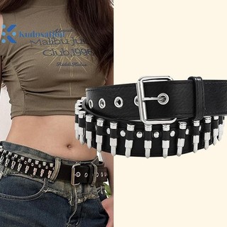 Kudosation Đinh Tán Rỗng Viên Đạn Trang Trí Đai Da Thời Trang Đính Đá Goth Có Thể Điều Chỉnh Nữ Punk Đai Đen