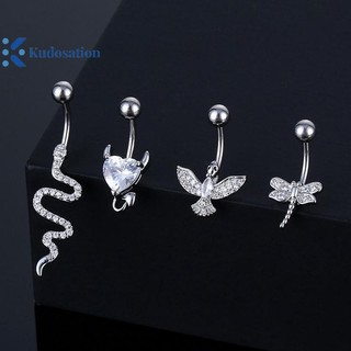 Kudosation Pha Lê Bụng Nút Nhẫn Hình Động Vật Bụng Xuyên Thép Không Gỉ Trái Tim Rốn Cong Barbell Nhẫn Rốn Nhẫn Trang Sức Cơ Thể Gợi Cảm