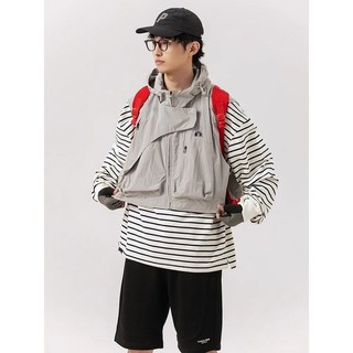Áo vest nam có mũ trùm đầu phong cách Harajuku Nhật Bản, phù hợp thời trang thể thao
