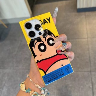 Phim Hoạt Hình Dễ Thương Shin-chan Anime Vuông Silicon Mềm Ốp Lưng Điện Thoại iPhone 16Promax 16Pro 15Promax 11 12 13 14 Pro Max 15Plus Chống Sốc Nữ Điện Thoại Di Động