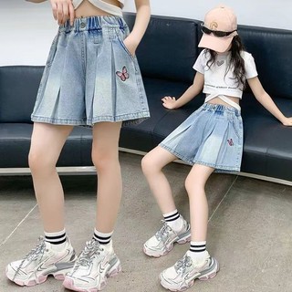 Váy giả quần bé gái chất jean mềm nhẹ kiểu Hàn hè 2026 – Váy xếp ly thời trang cho bé