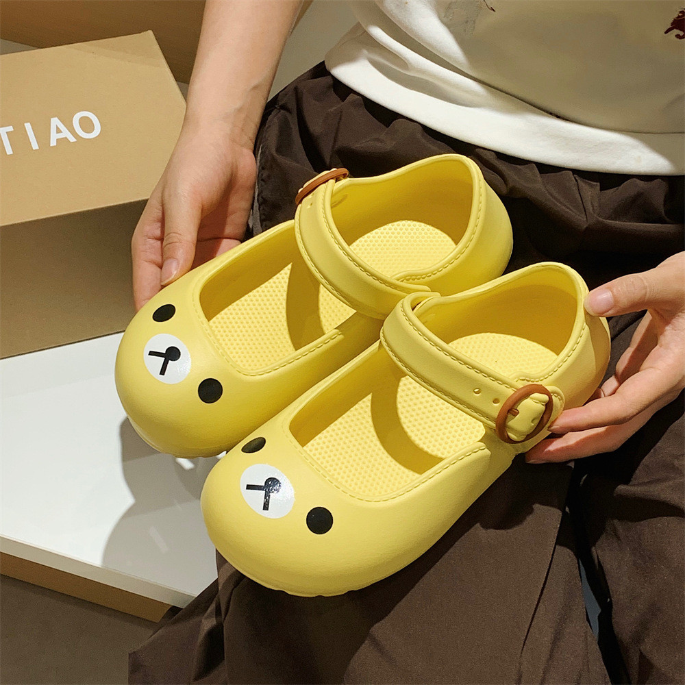XIXITIAO Mary Jane Dép Nữ Sinh Viên Gấu Đế Dày Mùa Hè 2025 Phong Cách Mới Kỳ Nghỉ