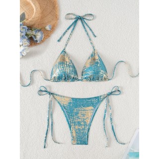 Đồ bơi nữ Màu kẹo Bronzing Tie Dye Dây hai mảnh Bikini Đồ bơi